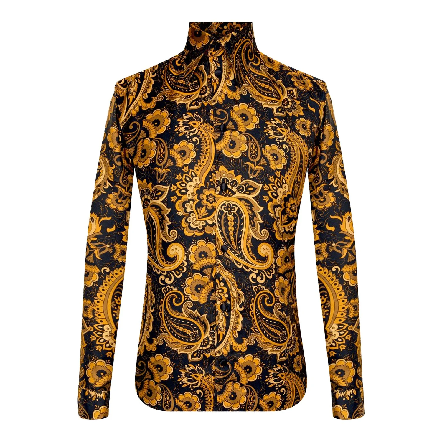 Gold Paisley Silk' French Knotted Fringe Dress Scarf